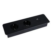 Įmontuojamas ilgintuvas Design Light TAOBOX, 2 lizdų, 1x USB, 1x USB-C, 1.5 m, juodas (Black)