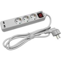 Prailgintuvas su įžeminimu Entac ESE1.5G3-1.5-SW-USB, 3 lizdų, 2 USB, 1.5 m, baltas (White)