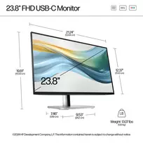 hdmi usb 3.2 - HP 524pu Series 5 Pro FHD Charging Monitor - 23.8" 1920x1080 FHD 350-nit 100Hz AG, IPS, USB-C(100W/15W)/HDMI/DisplayPort Daisy-Chain, 3x USB-A, RJ-45 LAN, height adjustable/tilt/swivel/pivot, 3 years (replaces E24u G5) | 9D9V7AA#ABB - 3 nuotrauka