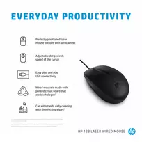 ps 2 pelyte - HP 128 Laser Wired Mouse Juodas (Black) - 5 nuotrauka