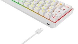 60 klaviatura - DELTACO GAMING DK470, Balta (White) - 5 nuotrauka