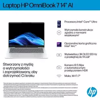 hp i5 16 512 - HP OmniBook 7 AI 14-fr0003nw, Ultra 5 225U, 16 GB, 512 GB, 14" 2K OLED, Windows 11 Pro, Srebrinis (Silver) - 9 nuotrauka