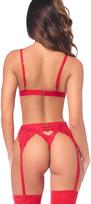 apatinis trikotazas moterims - Mapalé Apatinio trikotažo rinkinys su kojinių diržu Raudonas (Red) M/L - 2 nuotrauka
