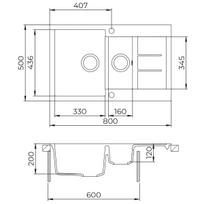 50 2 - Aquasanita Tesa SQT151-601AW, granitas, 80 cm x 50 cm x 20 cm, Juodas metalinis (Black Metallic) - 2 nuotrauka