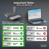 usb c ethernet - Digitus DA-70915 USB-C dokavimo stotelė 8 prievadų Juoda, Pilka (Black, Gray) - 3 nuotrauka