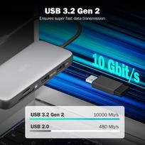 usb c ethernet - Digitus DA-70915 USB-C dokavimo stotelė 8 prievadų Juoda, Pilka (Black, Gray) - 7 nuotrauka