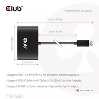 3d 4k - Club 3D CSV-7400 MST Hub 1x DisplayPort į 4x DisplayPort - 5 nuotrauka