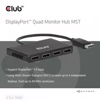 3d 4k - Club 3D CSV-7400 MST Hub 1x DisplayPort į 4x DisplayPort - 6 nuotrauka
