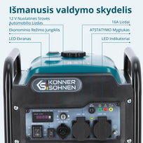 3kw generatorius - Könner & Söhnen KS 3300i - 4 nuotrauka