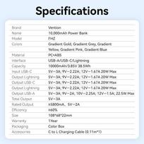 power bank usb c 10000 mah - Vention FHZP0 10000mAh 22.5W rožinė - 14 nuotrauka