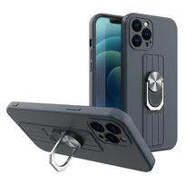 samsung stovas - Ring Case silicone case with finger grip and stand for Samsung Galaxy A32 5G dark blue - 1 nuotrauka