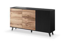 komoda 160 - Komoda Random KM-1, ąžuolo/juoda, 160 cm x 40 cm x 82 cm - 2 nuotrauka