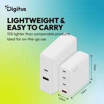 usb 2.4 a - Digitus DA-10305 USB GaN Įkroviklis 140W, 3x USB-C, 1x USB-A Baltas (White) - 5 nuotrauka