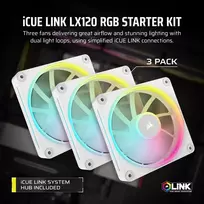 120mm fan - Corsair iCUE LINK LX120 RGB White 3 vnt. - 8 nuotrauka