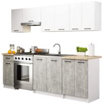Virtuvinių spintelių komplektas Akord Oliwia 240, baltas/pilkas (White/Gray)