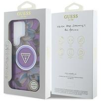 magsafe s25 ultra - Guess "Glitter Flowers Triangle Buttons MagSafe Case Galaxy S25 Ultra" Purpl - 2 nuotrauka