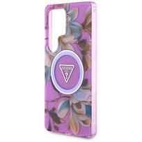 magsafe s25 ultra - Guess "Glitter Flowers Triangle Buttons MagSafe Case Galaxy S25 Ultra" Purpl - 3 nuotrauka