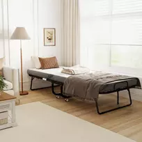 sulankstoma lova su ratukais - HOMCOM Sulankstoma lova su ratukais, 200x75 cm, balta/juoda (White/Black) - 9 nuotrauka