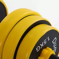 hanteliai reguliuojami 2 - HOMCOM 25 kg hanteliai ir štangos, reguliuojamas ergonomiškas 3-in-1 hantelių rinkinys, 12 × plokštelių, 2 × trumpi strypai, 1 × ilgas strypas, geltona + juoda - 2 nuotrauka