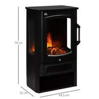 elektrinis zidinys - HOMCOM LED elektrinis židinys, stovintis, 1000/2000 W, plienas, Juodas (Black) - 8 nuotrauka