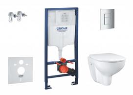 Grohe Solido WC komplektas, potinkinis rėmas, Euro Ceramic Rimless, SoftClose, chromuotas mygtukas