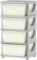 HOMCOM vaikų komoda 4 lygių žaislų organizatorius Kreminė Balta (Cream White)