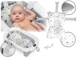 ir termometrai - Ricokids sulankstoma vonelė vaikams, su rėmu, termometru ir įdėklu, balta-pilka (White-Grey) - 7 nuotrauka