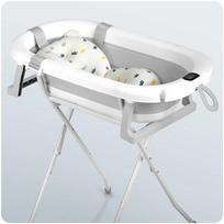 ir termometrai - Ricokids sulankstoma vonelė vaikams, su rėmu, termometru ir įdėklu, balta-pilka (White-Grey) - 8 nuotrauka