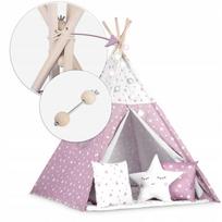 zaidimu namelis - Nukido Teepee palapinė su šviesomis vaikams - rožinė su žvaigždutėmis - 4 nuotrauka