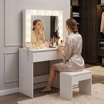 kosmetine - Kosmetinis staliukas ModernHome MRDT10-MW, balta sp., 140 cm x 94.5 cm x 43 cm - 2 nuotrauka