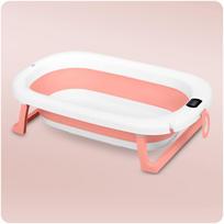 ir termometrai - RICOKIDS sulankstoma vonelė su termometru ir įdėklu, balta-rožinė (White-Pink), RK-287 - 4 nuotrauka