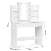 staliukas su veidrodziu - Kosmetinis staliukas ModernHome FH-DT220108, balta sp., 135 cm x 90 cm x 40 cm - 2 nuotrauka