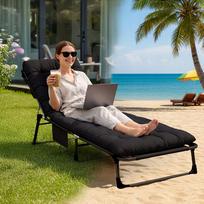 lauko gultas lova - Lauko gultas ChillWell Dream, juoda sp., 193 cm x 67 cm x 40 - 75.5 cm - 4 nuotrauka