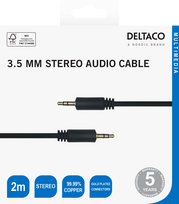 laidai kabeliai jungtys - DELTACO garso, 3.5mm-3.5mm, 2.0m / MM-150-K - 2 nuotrauka