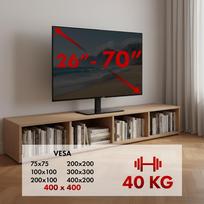 laikiklis tv - Maclean MC-450 Universalus televizoriaus stovas, skirtas RTV spintelėms, 32-65", max. 40kg, max. VESA 400x400, Juodas (Black) - 10 nuotrauka