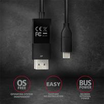 displayport 2.1 kabelis - AXAGON RVC-DPC USB-C į DisplayPort kabelis 1.8m Juodas (Black) - 6 nuotrauka