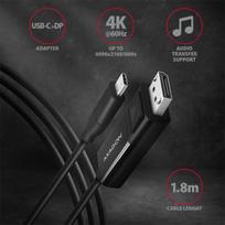 displayport 2.1 kabelis - AXAGON RVC-DPC USB-C į DisplayPort kabelis 1.8m Juodas (Black) - 10 nuotrauka