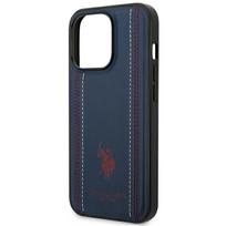 stitch telefono deklas - U.S. Polo Assn. Leather Stitch Apple iPhone 14 Pro Tamsiai mėlynas (Navy Blue) - 4 nuotrauka