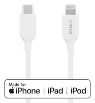 ipodas - DELTACO USB-C-Lightning,iPod, iPhone, iPad, AppleC94, MFi,2m, baltas/ IPLH-452 - 2 nuotrauka