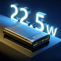 isorine baterija 20w - Wekome Vanguard WP-321, 20000mAh, 20W, juodas/skaidrus - 4 nuotrauka