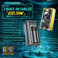 isorine baterija 20w - WEKOME WP-345 Vanguard, 10000mAh, 22.5W, geltona (yellow) - 8 nuotrauka