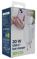 usb c pakrovejas - CHARGER USB-C 20W 1PORT/TA-UC-PD20-01-W GEMBIRD - 3 nuotrauka