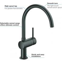 virtuvine kriaukle plautuve - GROHE Minta, juodas (Black) 32917KS0 - 3 nuotrauka