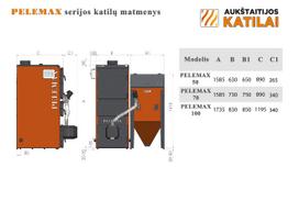 granuliniai katilai - Granulinis katilas Pelemax 50 kW, komplekte su rotaciniu 50 kW degikliu, 500 l bunkeriu - 3 nuotrauka