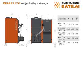 katilo degiklis - Granulinis katilas PELLET UNI 26 kW  su rotac. 26 kW degikliu, sraigtu, 350 l met. bunkeriu - 5 nuotrauka