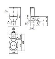 klozetai - Unitazas, pastatomas Jika Euroline-N, su dangčiu, 355 mm x 670 mm - 3 nuotrauka