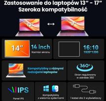 nesiojamo kompiuterio monitorius - Extralink Smart Life S688 14", 2 ekranai, IPS - 4 nuotrauka