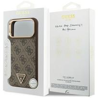guess pu leather 4g - Guess PU Leather 4G Strass Triangle Logo Gold Frame MagSafe dėklas skirtas Apple iPhone 17 Pro Max rudos spalvos - 2 nuotrauka