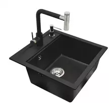 akmens mases plautuve - Helika Tesa SQT100-601W-7783, akmens masė, Juoda (Black) - 1 nuotrauka