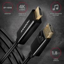 kabelis hdmi hdmi 1.8 -  Axagon DisplayPort to HDMI RVD-HI14C2, juoda, 1.8 m - 7 nuotrauka
